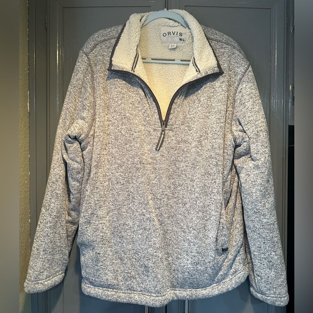 Orvis Mens quarter zip sherpa fleece jacket